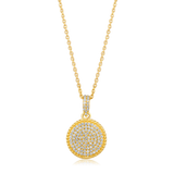 Certified 14K Gold 0.2ct Natural Diamond Disc Round Cluster Pendant Necklace