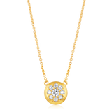 Certified 14K Gold 0.3ct Natural Diamond Cluster Bezel Halo Pendant Necklace