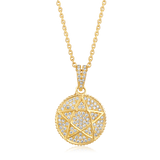 Certified 14K Gold 0.2ct Natural Diamond Pentagram Of Protection Star Necklace