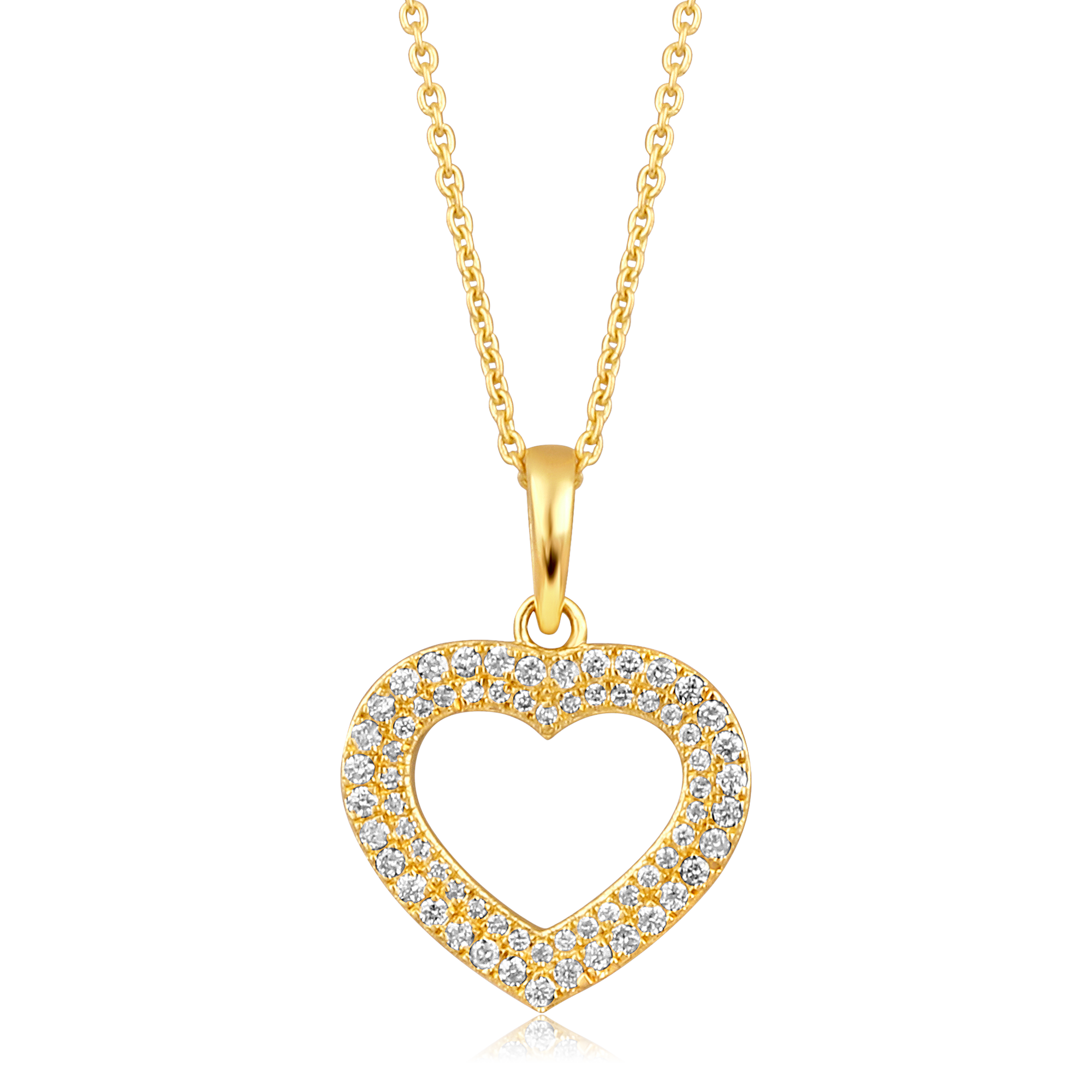 Certified 14K Gold 0.24ct Natural Diamond Open Heart Love Two Row Charm Necklace