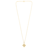 Certified 14K Gold 0.2ct Natural Diamond Kite Rhombus Square Poker Necklace