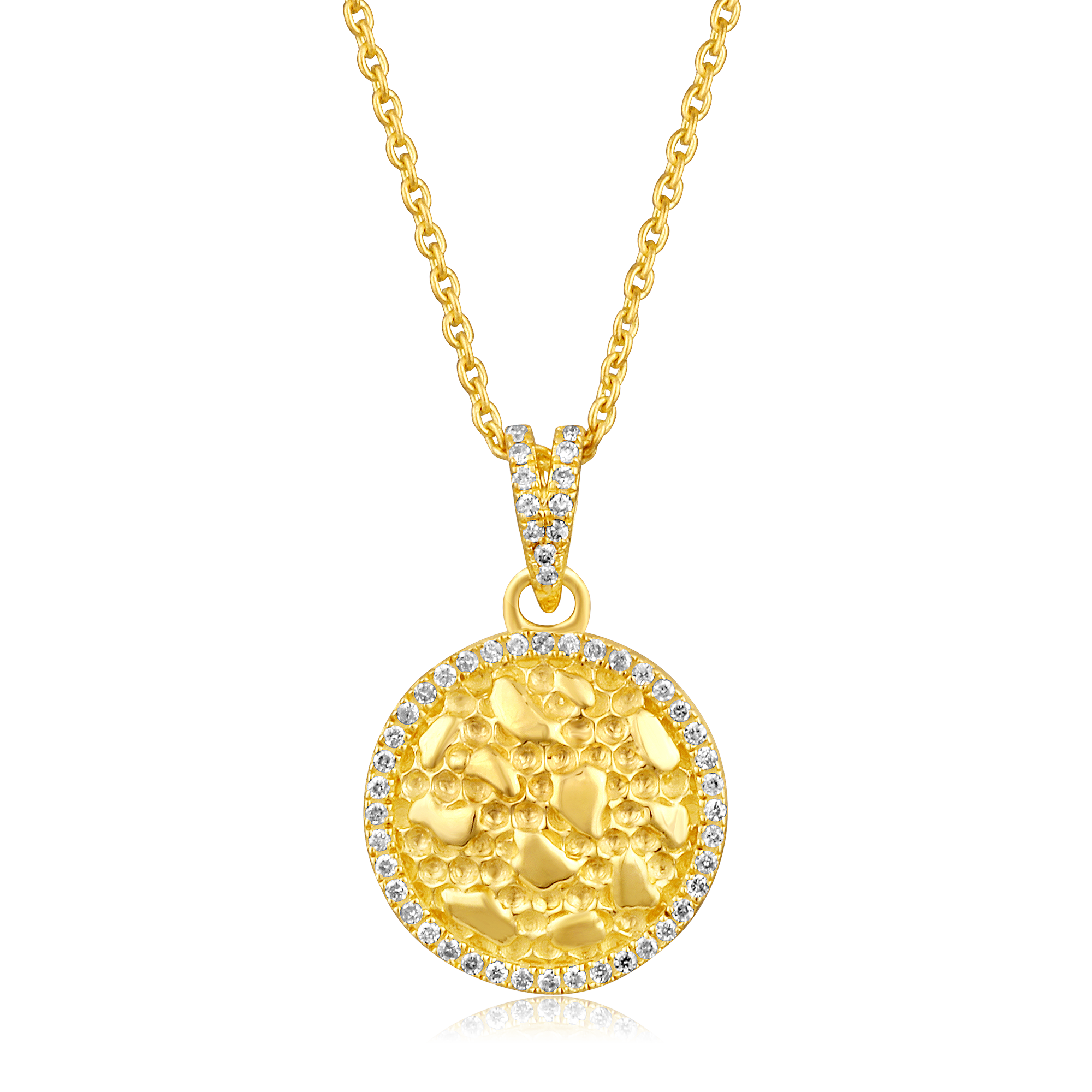 Certified 14K Gold 0.1ct Natural Diamond Floral Engraved Charm Pendant Necklace