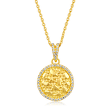 Certified 14K Gold 0.1ct Natural Diamond Floral Engraved Charm Pendant Necklace