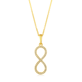 Certified 14K Gold 0.1ct Natural Diamond Infinity Vertical Pendant Necklace