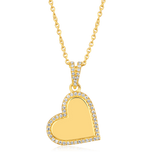 Certified 14K Gold 0.1ct Natural Diamond Heart Slanting Love Pendant Necklace