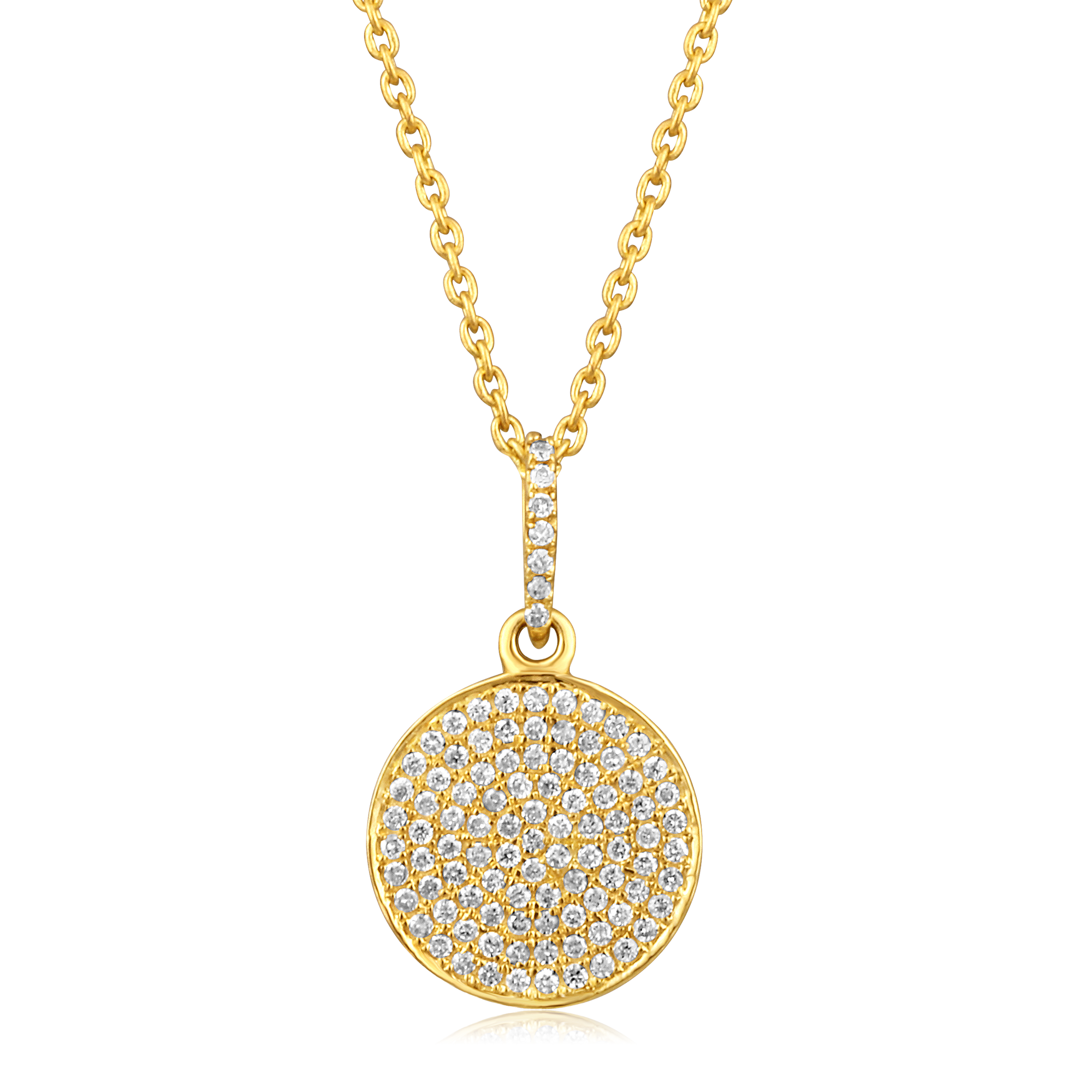 Certified 14K Gold 0.2ct Natural Diamond Halo Cluster Disc Pendant Necklace