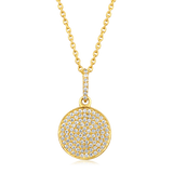 Certified 14K Gold 0.2ct Natural Diamond Halo Cluster Disc Pendant Necklace