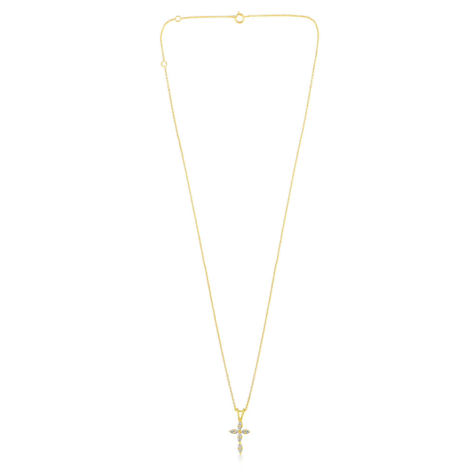 Certified 14K Gold 0.2ct Natural Diamond Cross Religious Charm Charm Necklace