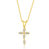 Certified 14K Gold 0.2ct Natural Diamond Cross Religious Charm Charm Necklace