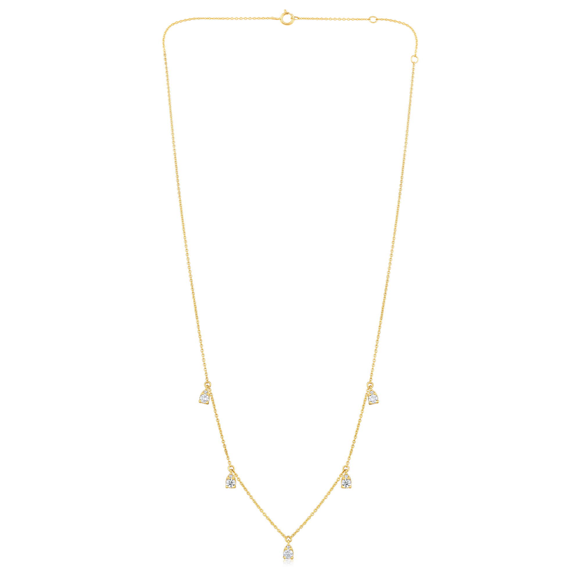 Certified 14K Gold 0.53ct Natural Diamond Pear Drop Delicate Chain Necklace