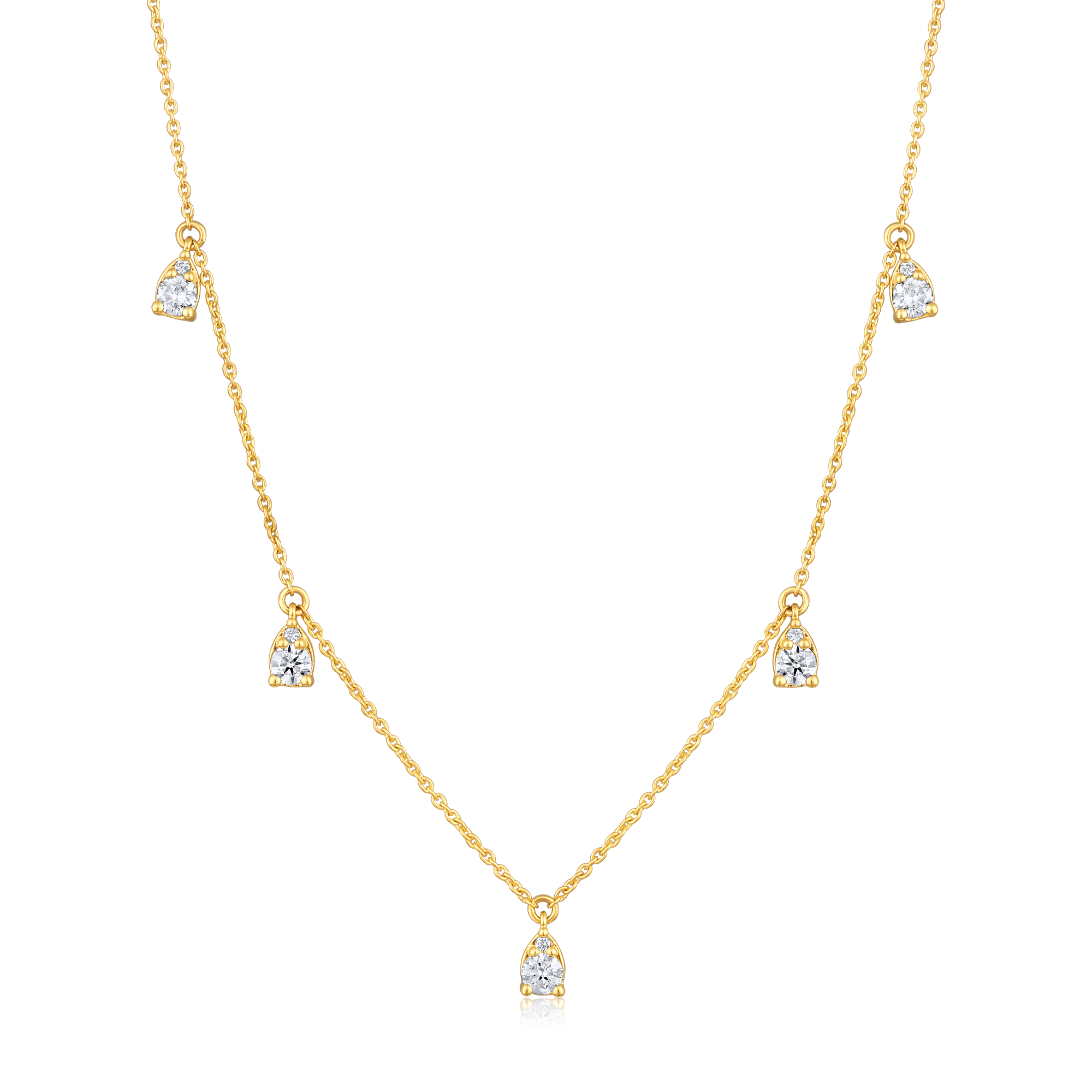 Certified 14K Gold 0.53ct Natural Diamond Pear Drop Delicate Chain Necklace