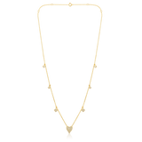 Certified 14K Gold 0.4ct Natural Diamond Heart Square Designer Station Necklace