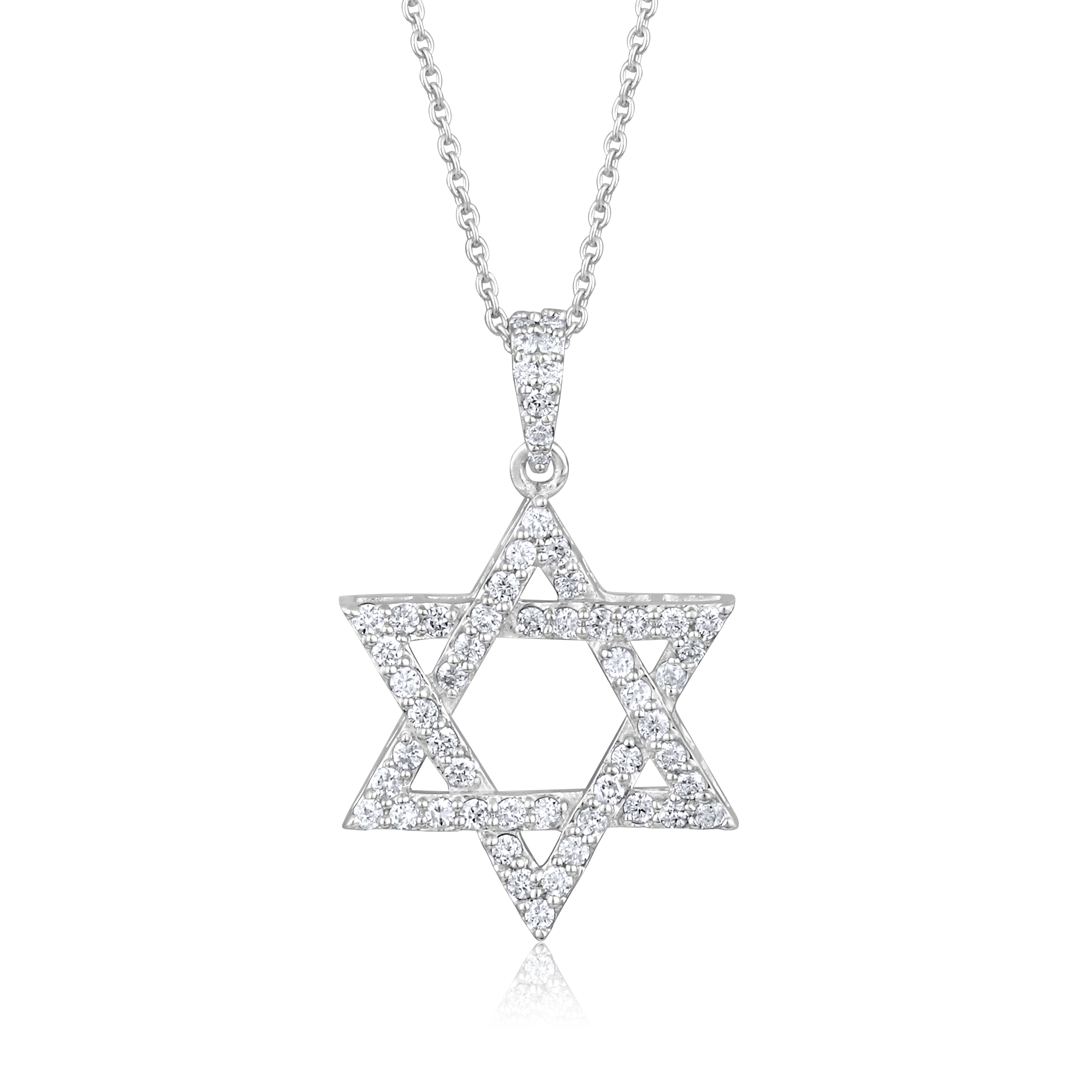 Certified 14K Gold 0.51ct Natural Diamond Star Of David Religion Charm Necklace