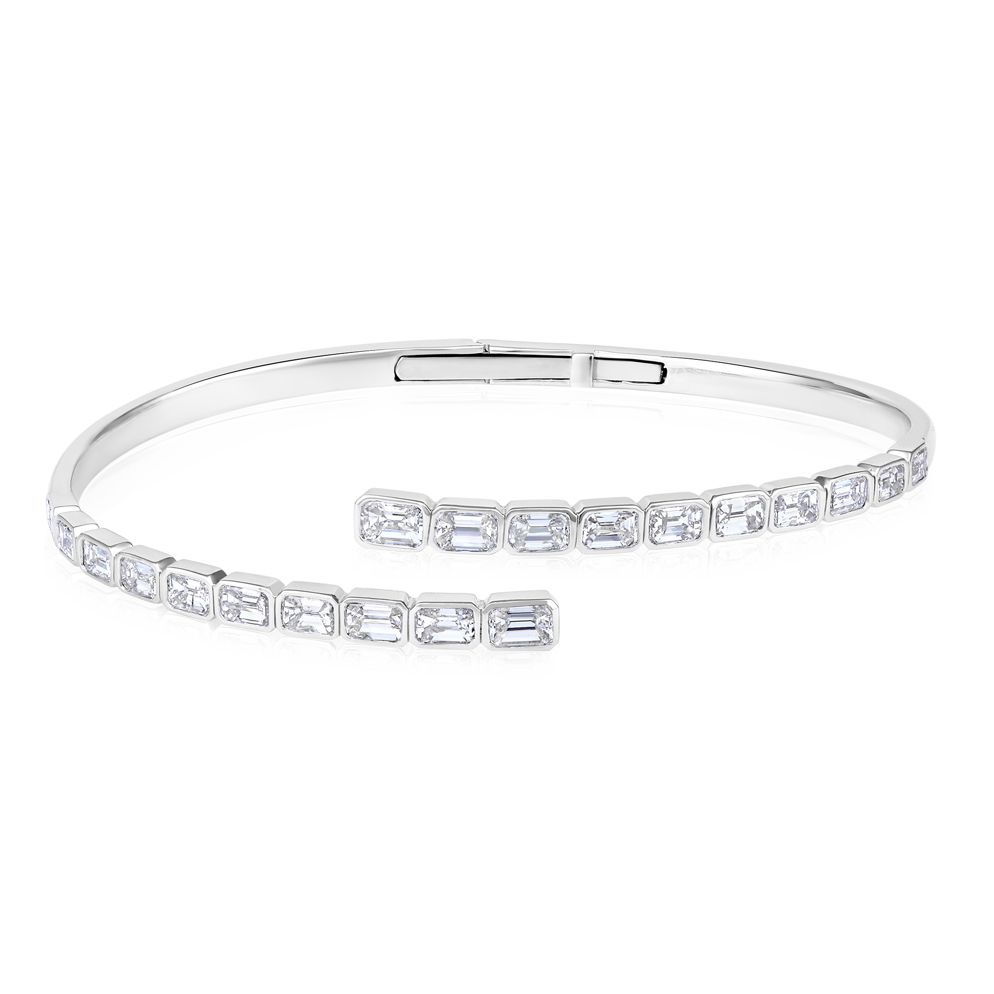 Certified 14K Gold 4.7ct Natural Diamond Bangle Openable Wrap Stack Bracelet