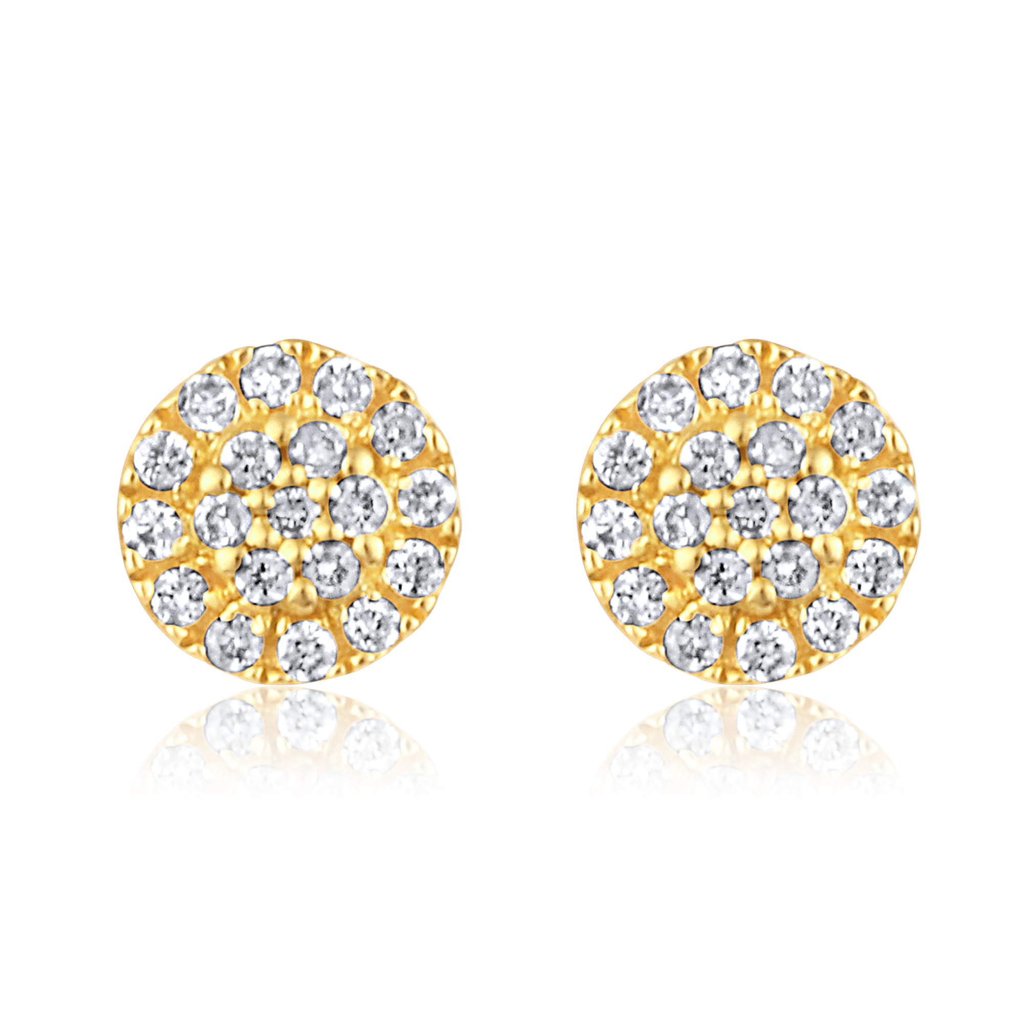 Certified 14K Gold 0.1ct Natural Diamond Cluster Round Halo Stud Earrings