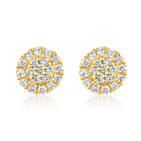 Certified 14K Gold 0.1ct Natural Diamond Cluster Round Halo Stud Earrings