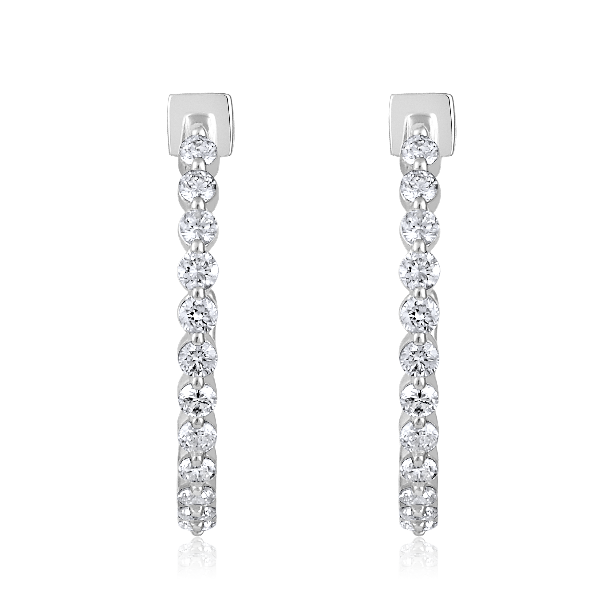 Certified 14K Gold 0.5ct Natural Diamond Open Loop C Drop Long Stud Earrings