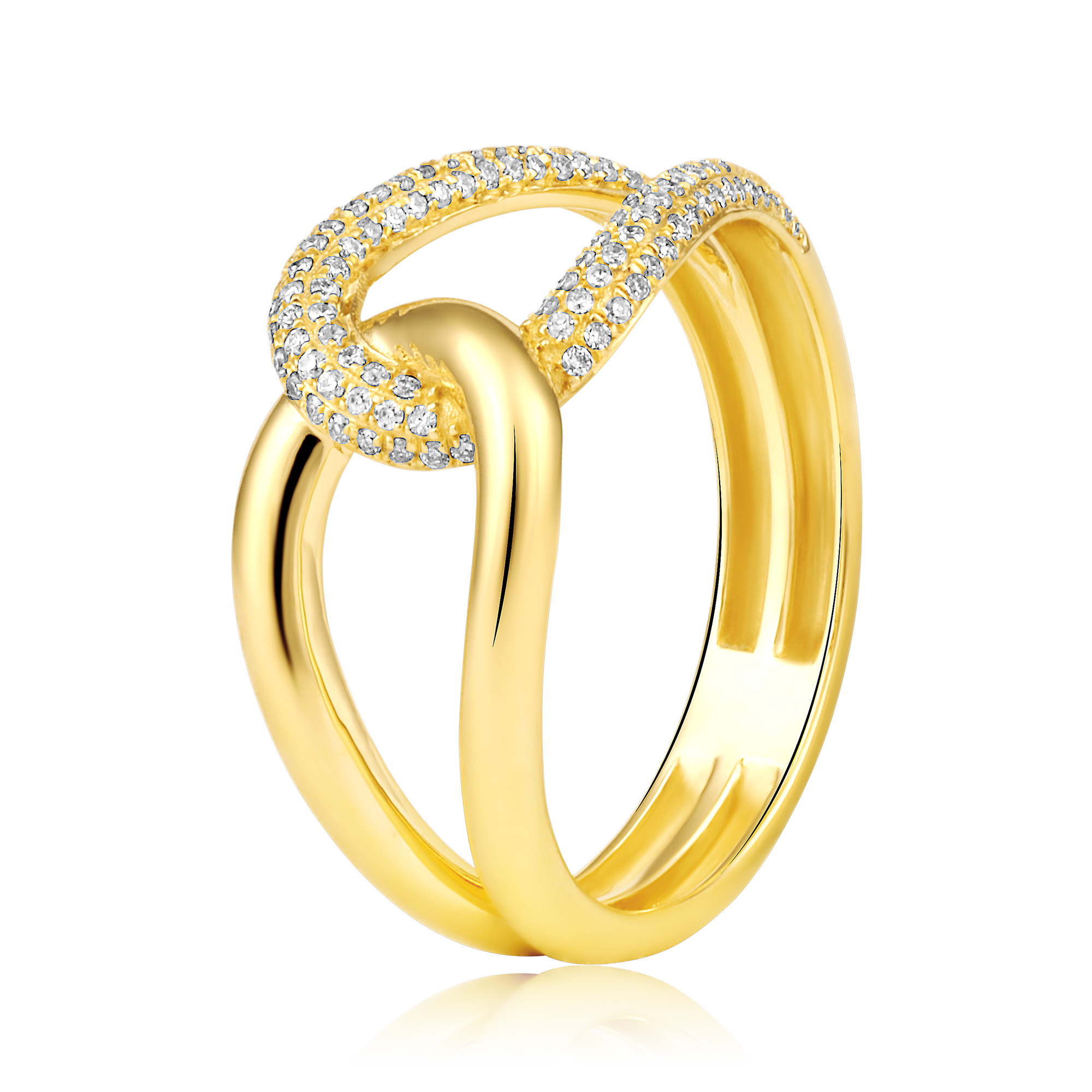 Certified 14K Gold 0.21ct Natural Diamond Infinity Knot Twisted Intertwined Ring