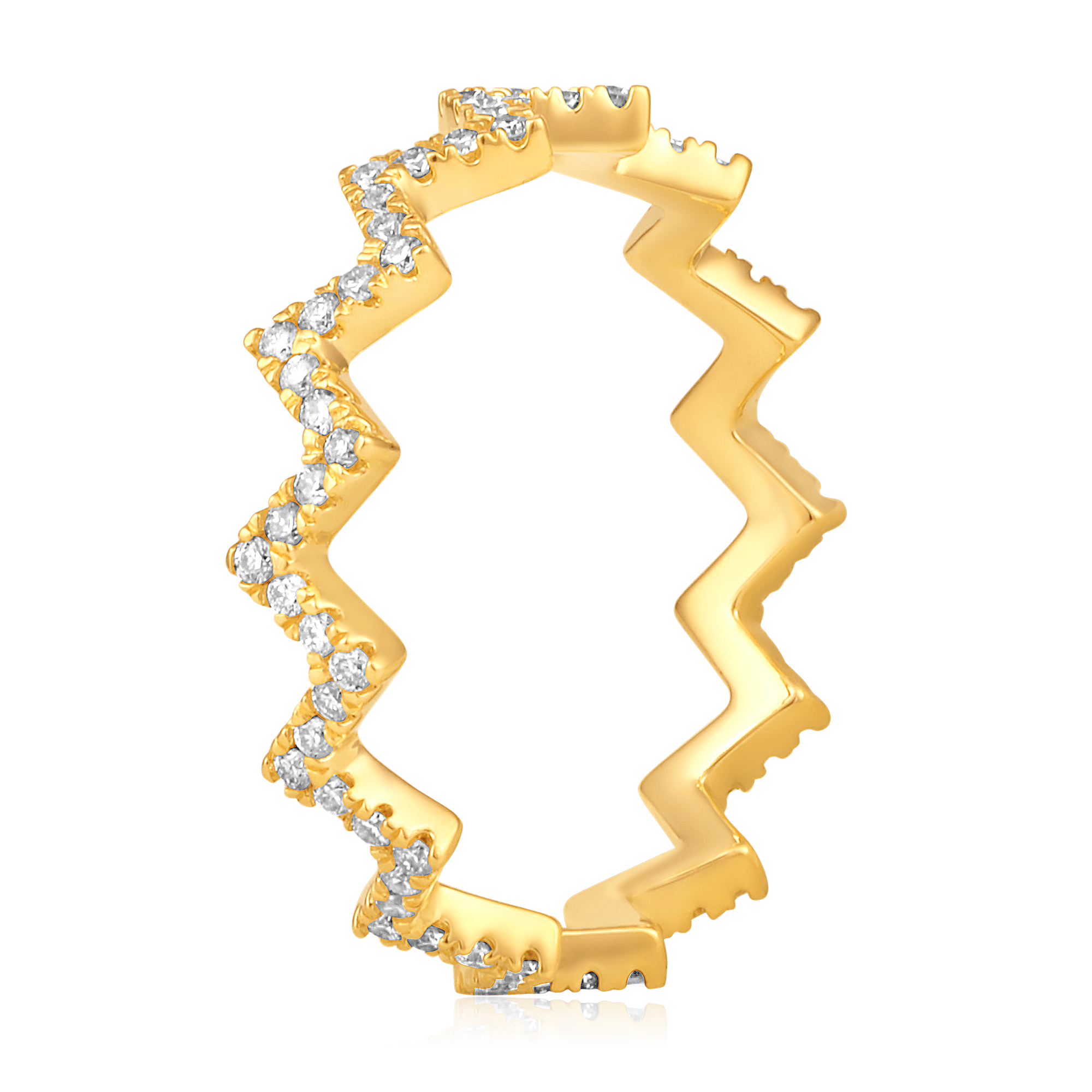 Certified 14K Gold 0.4ct Natural Diamond Zig Zag Stackable Twist Band Ring