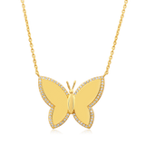 Certified 14K Gold 0.13ct Natural Diamond Butterfly Charm Pendant Necklace