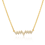 Certified 14K Gold 0.06ct Natural Diamond Heart Beat Zig Zag Mountain Necklace