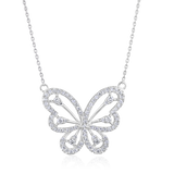 Certified 14K Gold 0.6ct Natural Diamond Butterfly Charm Pendant Necklace