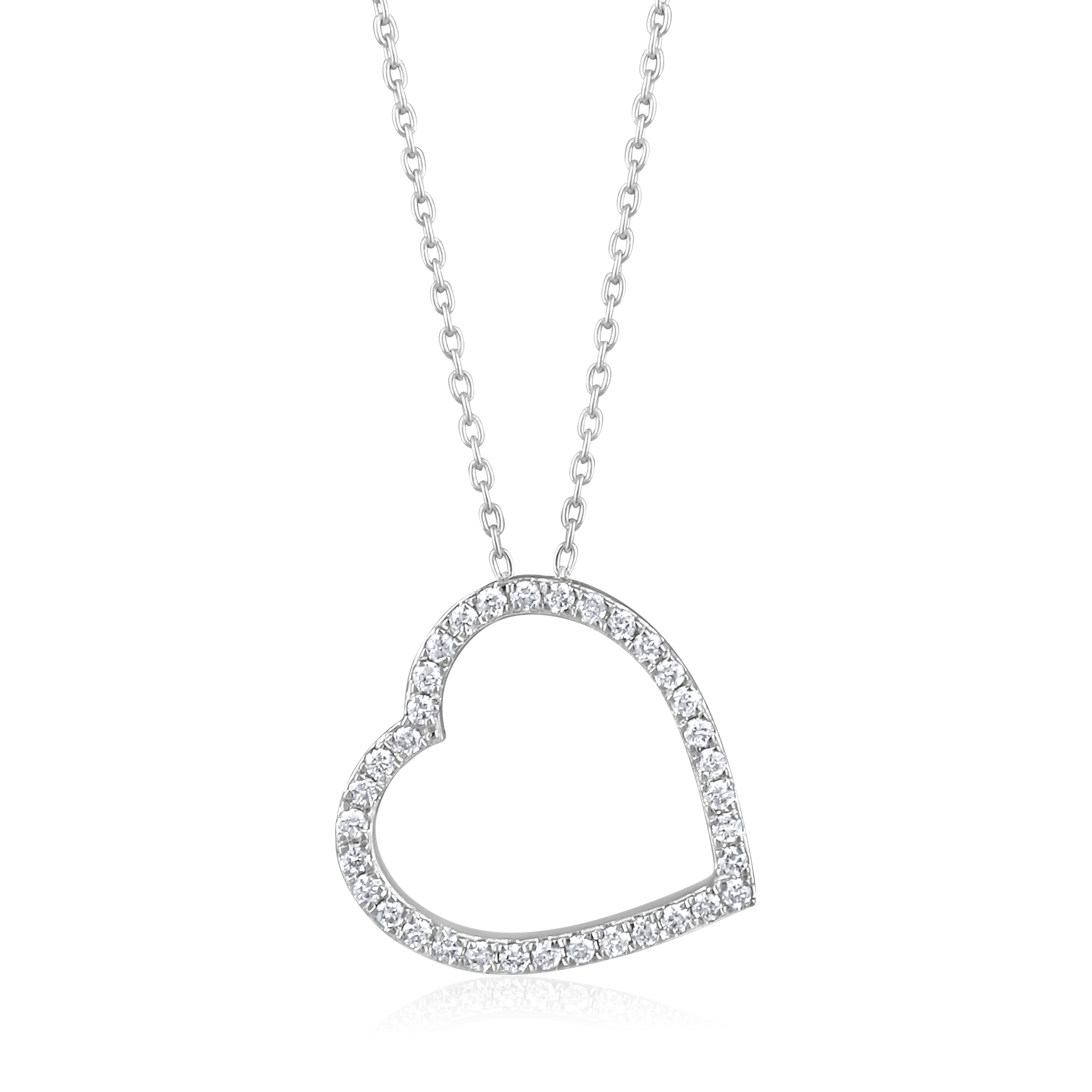 Certified 14K Gold 0.21ct Natural Diamond Valentine Open Heart Charm  Necklace