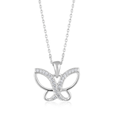 Certified 14K Gold 0.11ct Natural Diamond Delicate Butterfly Charm Necklace