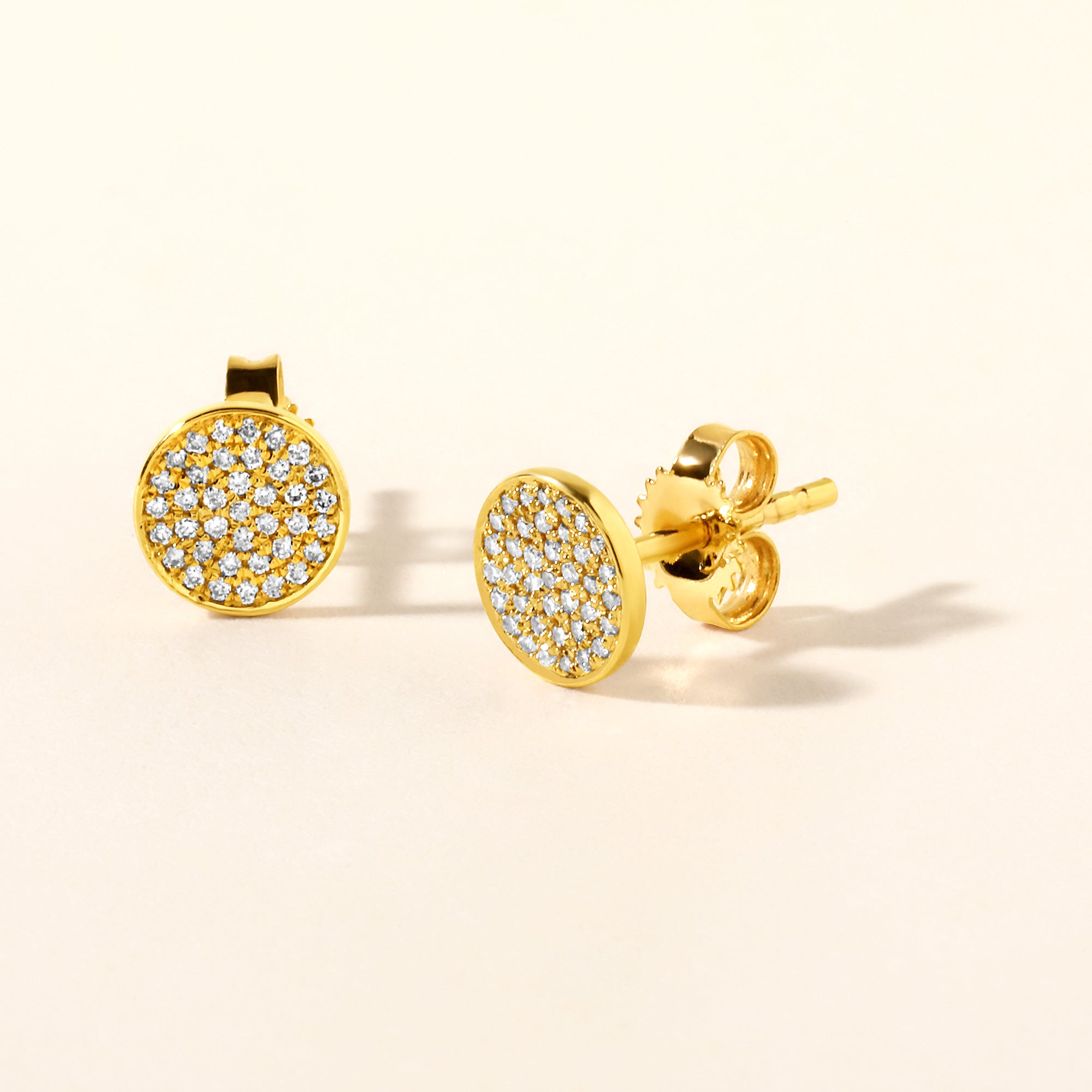 Certified 14K Gold 0.1ct Natural Diamond  Round Cluster Bezel Stud  Earrings