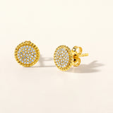 Certified 14K Gold 0.13ct Natural Diamond Round Designer Cluster Stud Earrings