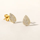 Certified 14K Gold 0.22ct Natural Diamond Tear Drop Pear Cluster Stud Earrings