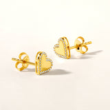 Certified 14K Gold 0.1ct Natural Diamond Heart Love Outlined Stud Earrings