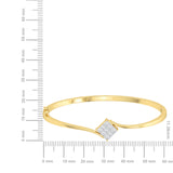 Certified 14K Gold  0.9ct Natural Diamond Princess Rhomb Square Bangle Twist Bracelet