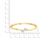 Certified 14K Gold  0.7ct Natural Diamond Baguette Twist 2 Rectangle Bangle Bracelet