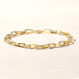 Certified 14K Gold 1.63ct Natural Diamond  Pave Paperclip Link Chain Bracelet