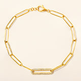 Certified 14K Gold 0.3ct Natural Diamond Paperclip Link Delicate Chain Bracelet