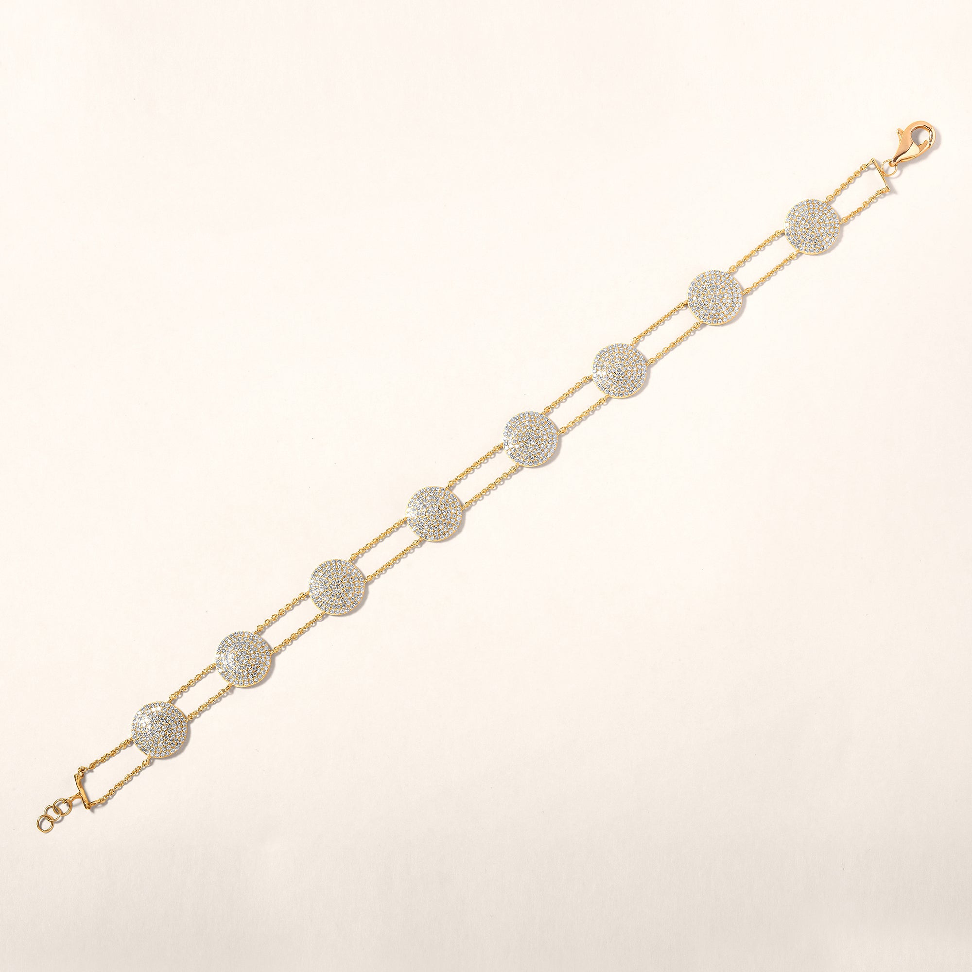 Certified 14K Gold 1.2ct Natural Diamond Charm Delicate Multi Disk Bracelet