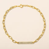 Certified 14K Gold 0.61ct Natural Diamond Uni Paperclip Chain Link Bar Bracelet