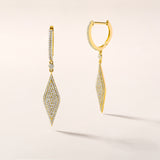 Certified 14K Gold 0.8ct Natural Diamond Kite Geometric Drop Huggie Earrings