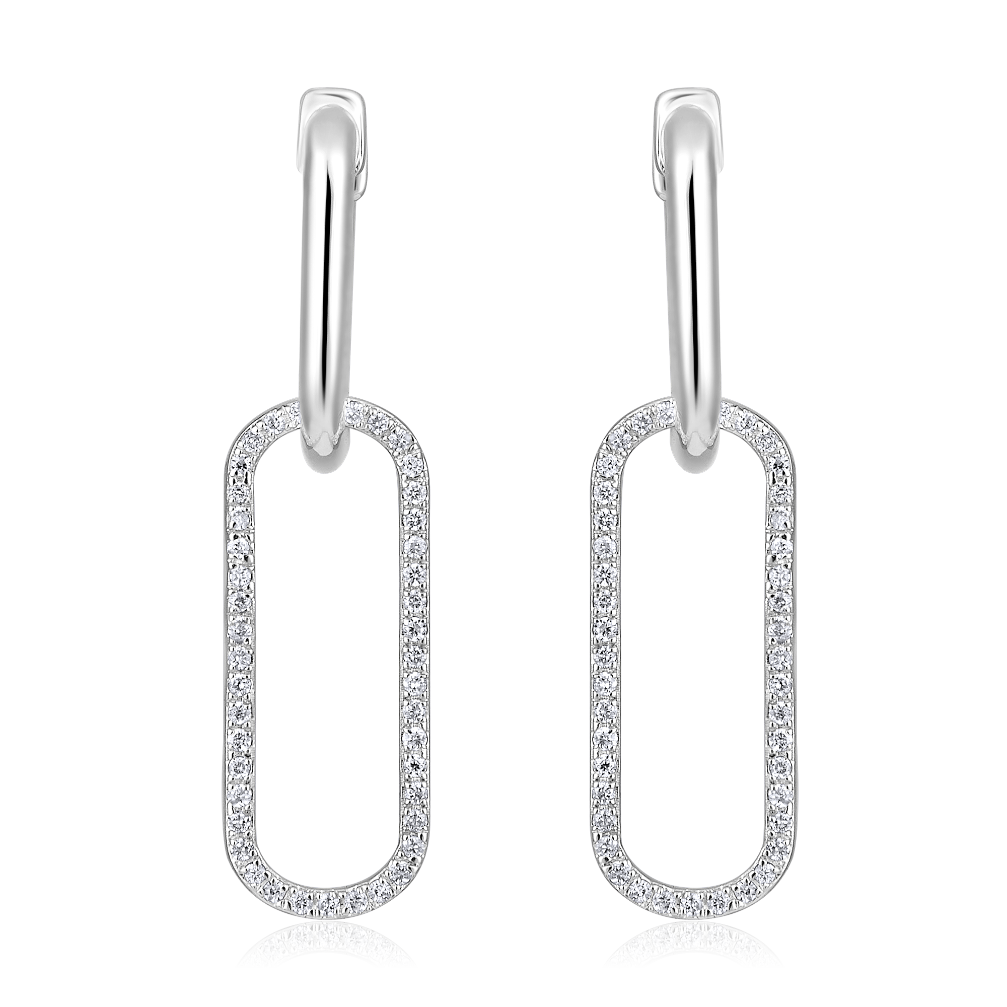 Certified 14K Gold 0.14ct Natural Diamond Chain Link Paperclip Drop Earrings