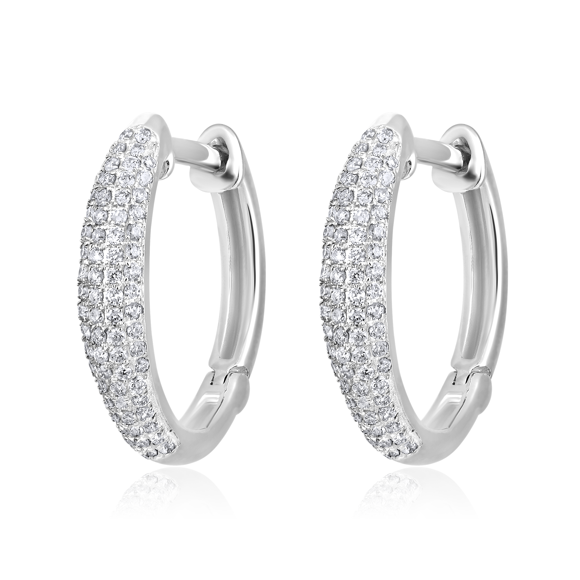 Certified 14K Gold 0.23ct Natural Diamond Multi Row Cluster Hoop Earrings