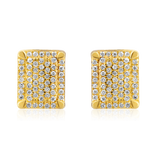 Certified 14K Gold 0.2ct Natural Diamond Rectangle Halo Cluster Stud Earrings