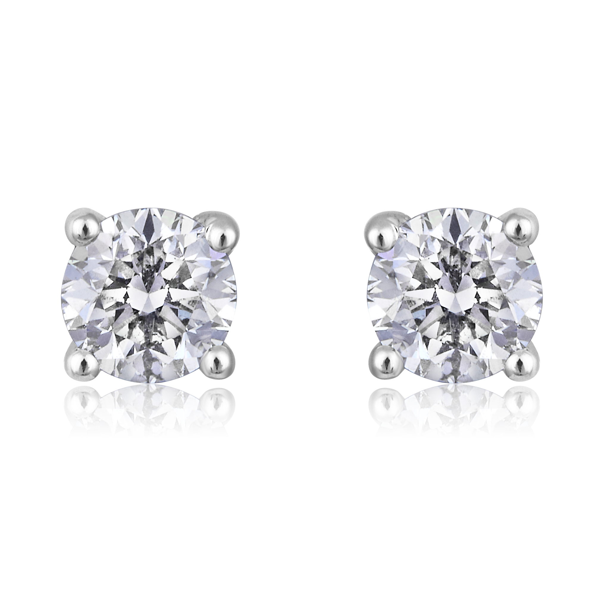 Certified 14K Gold 0.4ct Natural Diamond Classic Solitaire Stud Earrings