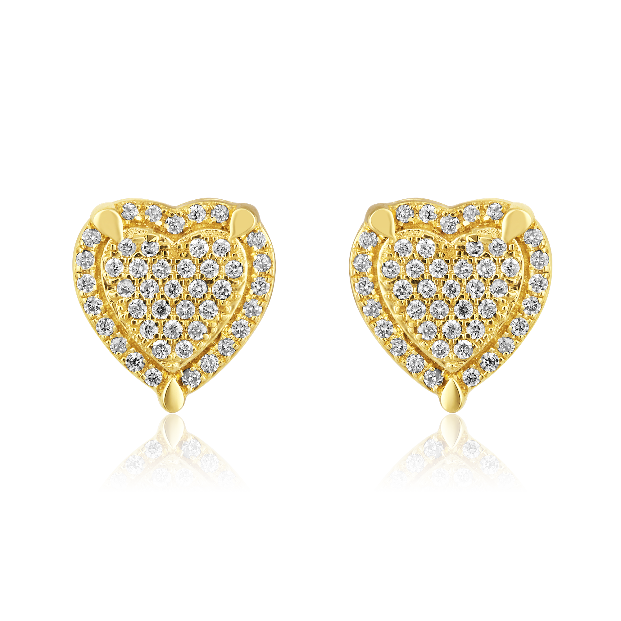 Certified 14K Gold 0.2ct Natural Diamond Heart Love Halo Cluster Stud Earrings