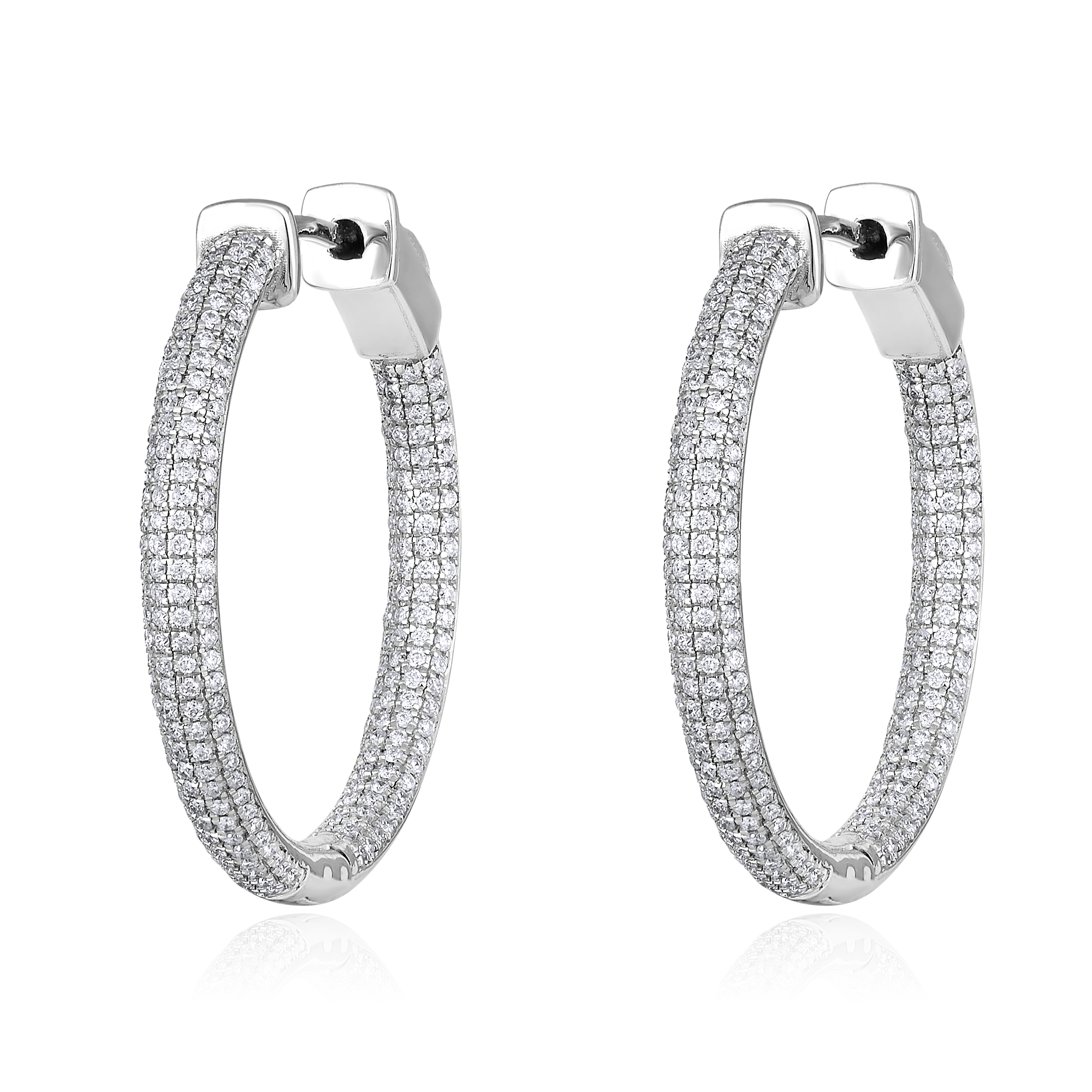 Certified 14K Gold 0.8ct Natural Diamond  Inside Out Huggie Hoop Earrings