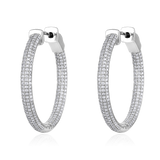 Certified 14K Gold 0.8ct Natural Diamond  Inside Out Huggie Hoop Earrings