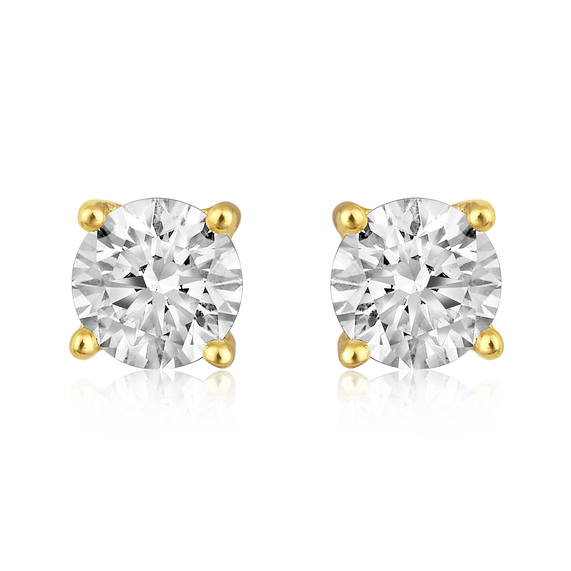 Certified 14K Gold 0.5ct Natural Diamond Classic Solitaire Stud Earrings