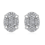 Certified 14K Gold 0.14ct Natural Diamond Oval Halo Cluster Stud Earrings