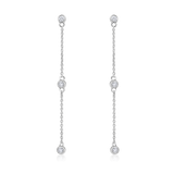 Certified 14K Gold 0.2ct Natural Diamond Bezel Delicate Station Drop Earrings