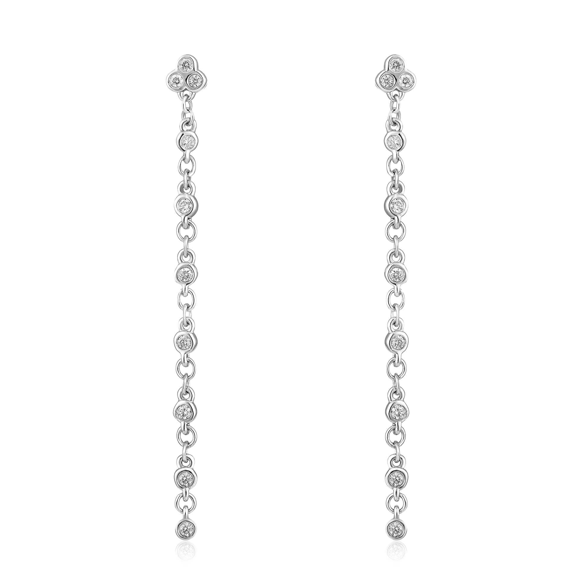 Certified 14K Gold 0.2ct Natural Diamond Bezel Delicate Dangle Drop Earrings